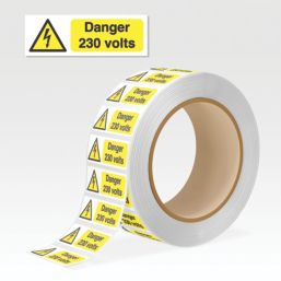 Essentials  'Danger 230V' Electrical Warning Labels 75mm x 25mm