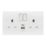 LAP  13A 2-Gang SP Switched Socket + 2.4A 12W 2-Outlet Type A & C USB Charger White