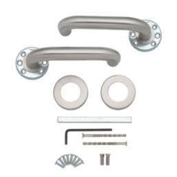 Eurospec  Fire Rated Safety Lever on Rose Pair Satin Stainless Steel
