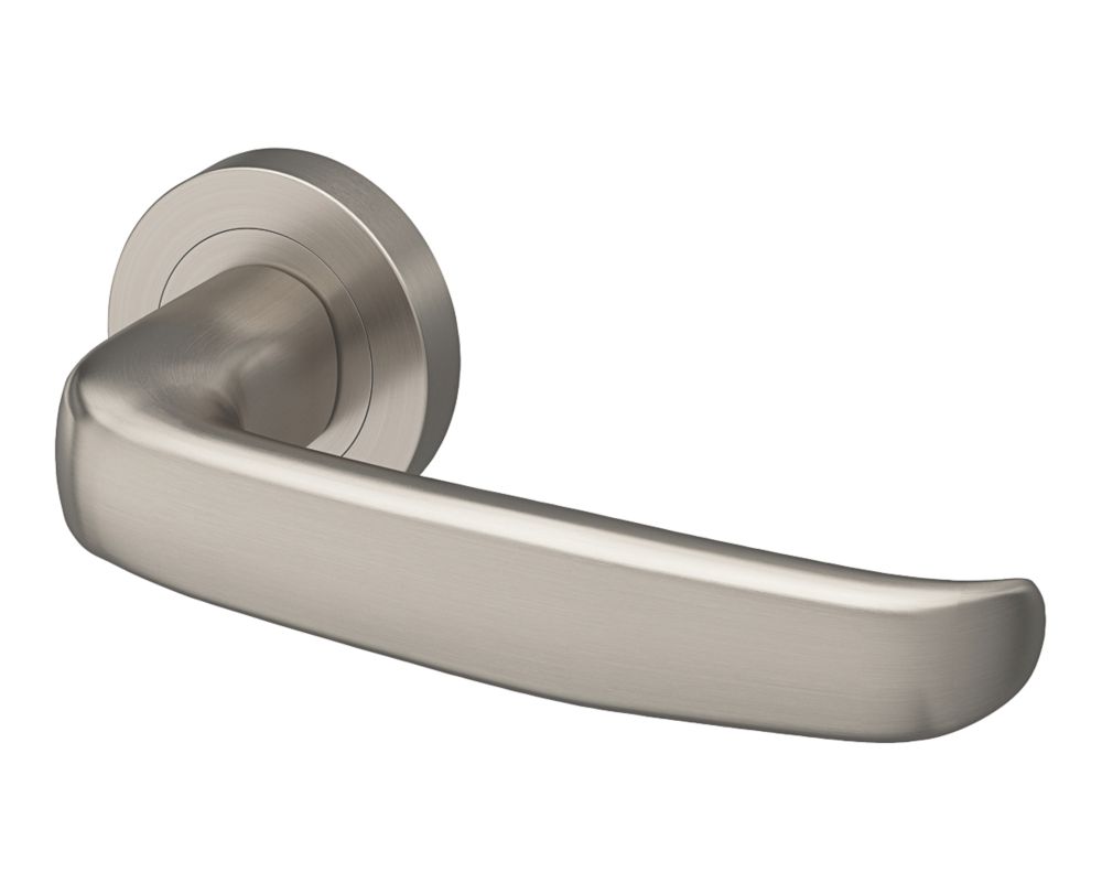 Smith & Locke Gwazel Door Handle Pair Satin Nickel Screwfix