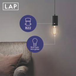 LAP  B22 Mini Globe LED Light Bulb Clear 470lm 2.9W 4 Pack