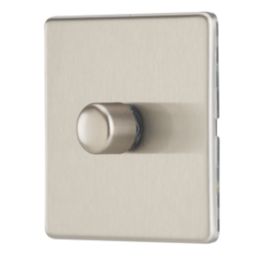Contactum Lyric 1-Gang 2-Way LED Dimmer Switch  Brushed Steel