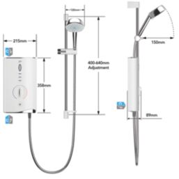 Mira Sport Max with Airboost White/Chrome 10.8kW  Electric Shower