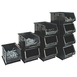Barton TC3 Semi-Open-Fronted Recycled Storage Containers 4.6Ltr Black 10 Pack
