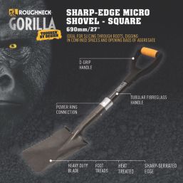 Roughneck Gorilla Square Head Heavy Duty Sharp-Edge Micro Shovel