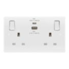 LAP  13A 2-Gang SP Switched Socket + 3A 45W 2-Outlet Type A & C USB Charger White