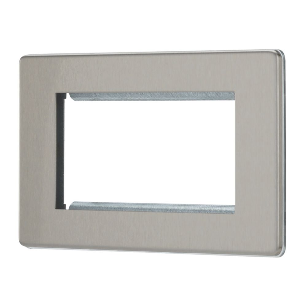 Contactum Lyric 4-Module Modular Faceplate Brushed Steel - Screwfix