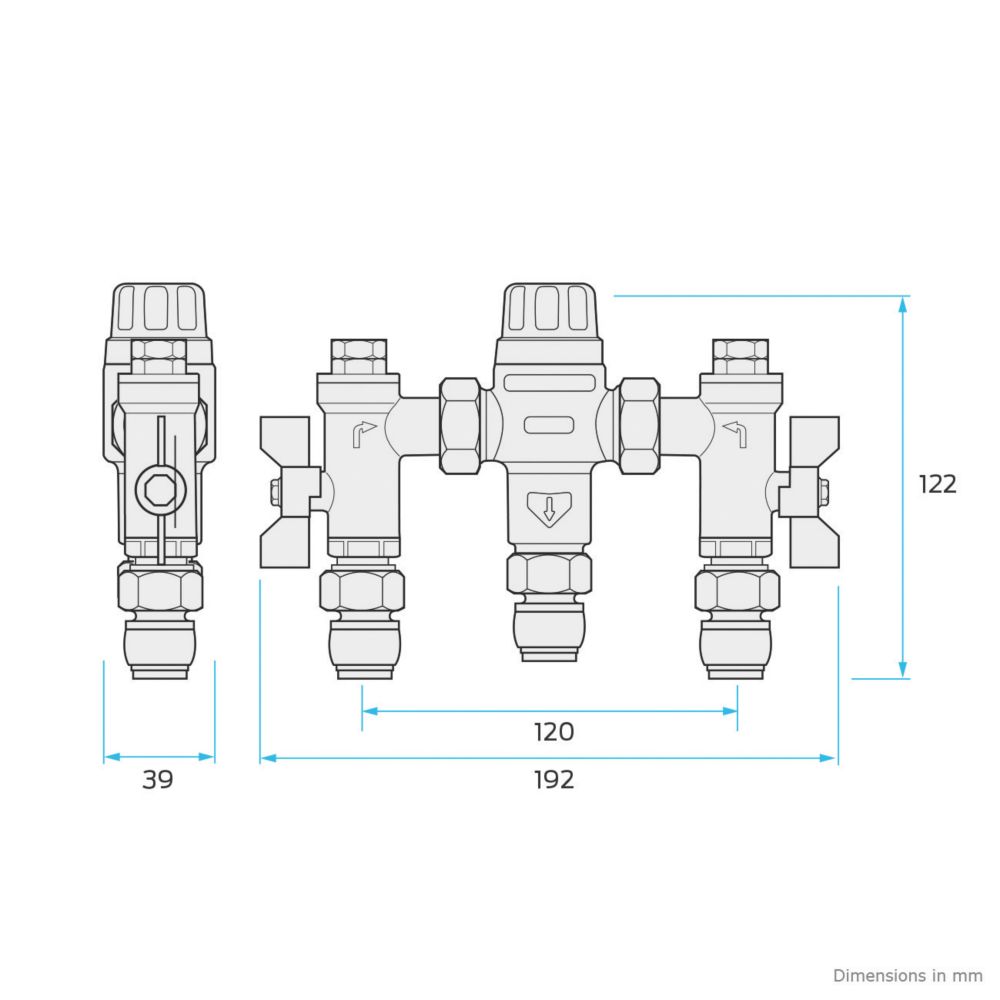 Produktbild von Reliance Ausimix 15mm Thermostat-Mischventil – 4 In 1, TMV 2/3, Für Warmwasser