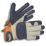 ClipGlove Leather Palm   Goatskin Leather Gardening Gloves Navy / Cream Large