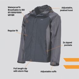 Site Orser Waterproof Jacket Grey / Black Medium Size 47" Chest