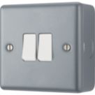 British General  10A 2-Gang 2-Way Metal Clad Light Switch with White Inserts