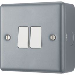 British General  10A 2-Gang 2-Way Metal Clad Light Switch with White Inserts
