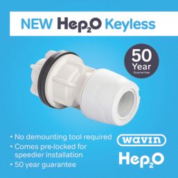 Hep2O  Plastic Push-Fit Keyless Tank Connector 15mm