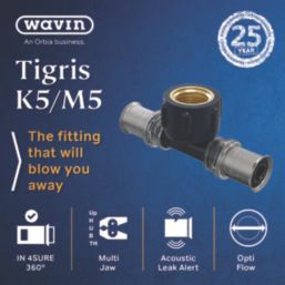 Wavin Tigris K5 Multi-Layer Composite Press-Fit Adapting One-Sided Female Tee 16mm x 0.5" x 16mm 10 Pack