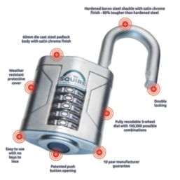 Squire Vulcan Weatherproof  Combination  High Security Padlock Blue/Chrome 60mm