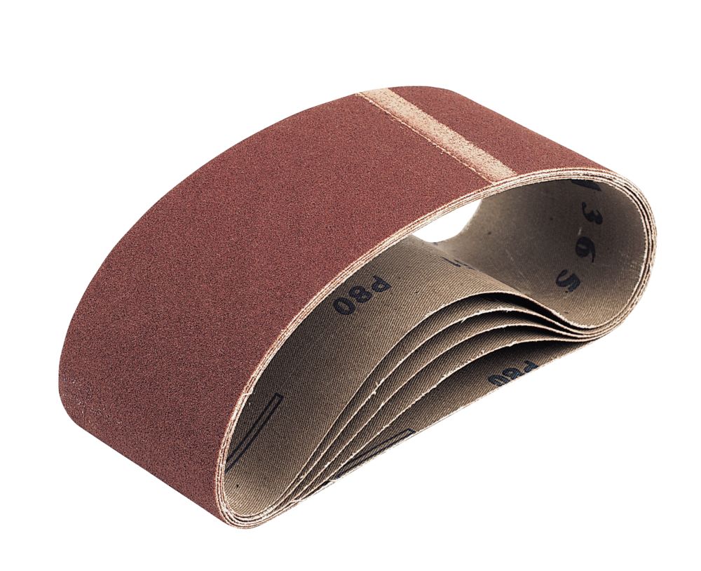80 Grit Cloth Sanding Belts 533mm x 75mm 5 Pack Screwfix