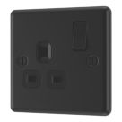 LAP  13A 1-Gang SP Switched Socket Matt Black  with Black Inserts