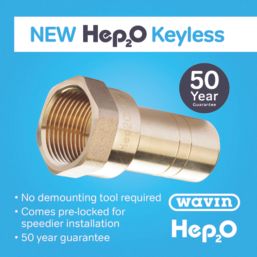 Hep2O  Plastic Push-Fit Adapting Keyless Spigot Female Coupler 22mm x 3/4"