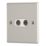 Contactum iConic 2-Gang Female Coaxial TV Socket Brushed Steel with White Inserts