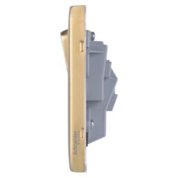 Schneider Electric Lisse Deco 13A 1-Gang SP Switched Plug Socket Satin Brass  with Black Inserts