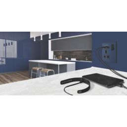 British General Evolve 13A 1-Gang SP Switched Socket + 2.1A 10.5W 2-Outlet Type A USB Charger Blue with Black Inserts