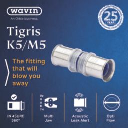 Wavin Tigris  Multi-Layer Composite Press-Fit Equal Straight Coupler 25mm 10 Pack