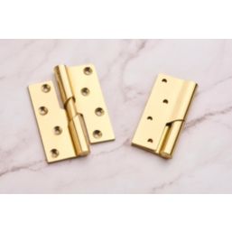 Smith & Locke Polished Brass  Rising Butt Hinges  100mm x 84mm 2 Pack