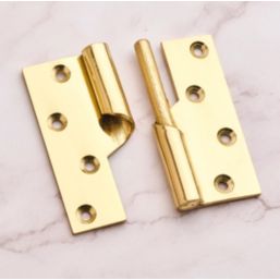 Smith & Locke Polished Brass  Rising Butt Hinges  100mm x 84mm 2 Pack
