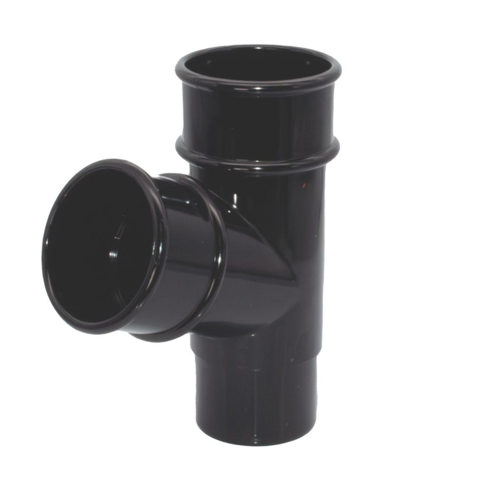 FloPlast MiniFlo Round Downpipe Branch Black 50mm - Screwfix