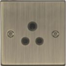 Knightsbridge  5A 1-Gang Unswitched 5A Socket Antique Brass with Black Inserts