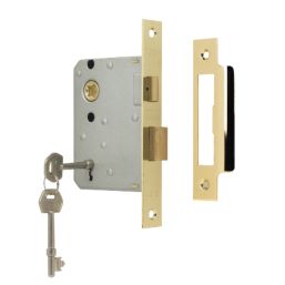 ERA 3 Lever Brass Effect Mortice Sashlock 76mm Case - 56mm Backset