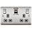 British General Nexus Metal 13A 2-Gang SP Switched Socket + 3A 30W 2-Outlet Type A & C USB Charger Brushed Steel with Graphite Inserts