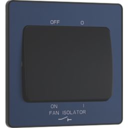 British General Evolve 10A 1-Gang 3-Pole Fan Isolator Switch Blue  with Black Inserts