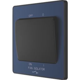 British General Evolve 10A 1-Gang 3-Pole Fan Isolator Switch Blue  with Black Inserts