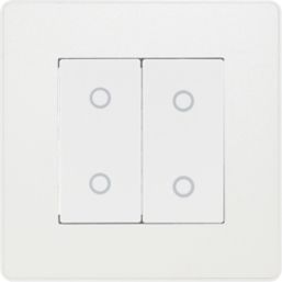 British General Evolve 2-Gang 2-Way LED Double Master Touch Trailing Edge Dimmer Switch  Pearlescent White with White Inserts