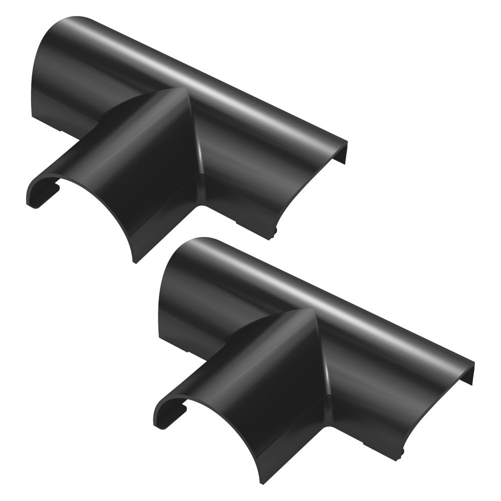 D-Line Black Mini Trunking Equal Tees 30mm x 15mm 2 Pack - Screwfix