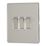 Contactum Lyric 10AX 3-Gang 2-Way Light Switch  Brushed Steel with White Inserts