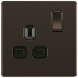 LAP  13A 1-Gang DP Switched Socket Black Nickel  with Black Inserts