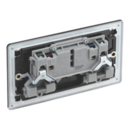 LAP  13A 2-Gang DP Switched Socket Matt Black  with Black Inserts