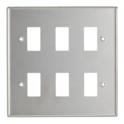 Contactum iConic 6-Module Grid Faceplate Brushed Steel