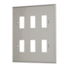Contactum iConic 6-Module Grid Faceplate Brushed Steel