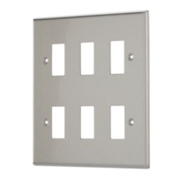 Contactum iConic 6-Module Grid Faceplate Brushed Steel