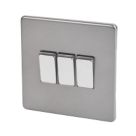 Varilight  10AX 3-Gang 2-Way Light Switch  Slate Grey