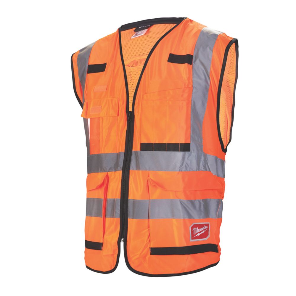 Milwaukee Premium Hi-Vis Vest Orange Small / Medium 38 Chest - Screwfix