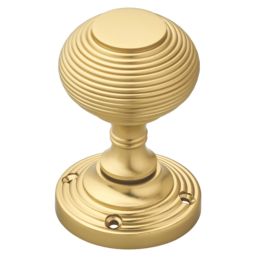 Designer Levers Beehive Door Knob Pair Brushed Brass 60mm