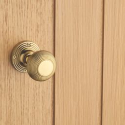 Designer Levers Beehive Door Knob Pair Brushed Brass 60mm