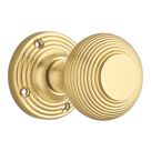 Designer Levers Beehive Door Knob Pair Brushed Brass 60mm