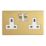 Contactum Lyric 13A 2-Gang DP Switched Socket Outlet Brushed Brass  with White Inserts