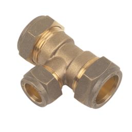 Flomasta  Brass Compression Reducing Tee 22mm x 22mm x 15mm