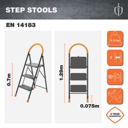 Magnusson Steel 3 Step 700mm Folding Step Stool With Platform